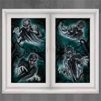 2 cuadros de ventana fantasma de Halloween 165x85cm