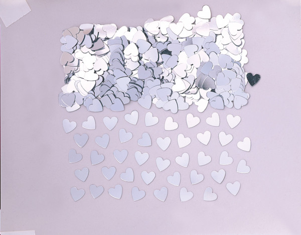 Confettis de table cœurs argent 14g