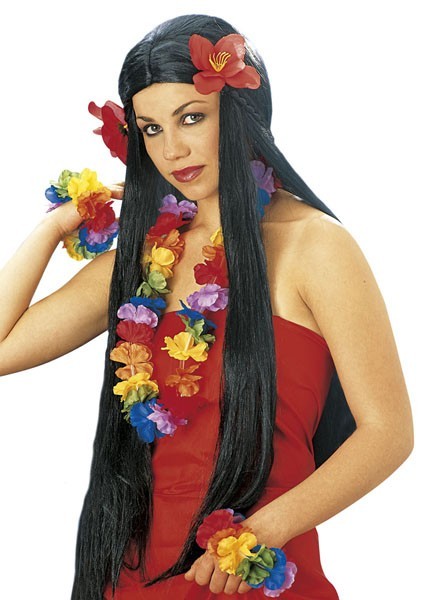 Hawaii Aloha Girl Perücke Mit Blüten