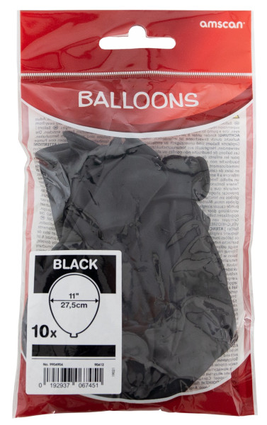10 czarnych balonów Bazylea 27,5 cm