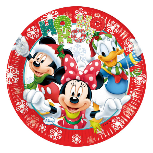 8 Christmas Mickey Mouse Pappteller 23cm