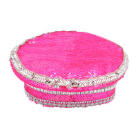 Widok: Różowy, błyszczący kapelusz w stylu glamour