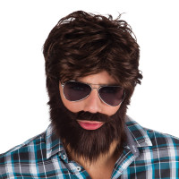 Vista previa: Peluca de Alan Hangover con barba completa