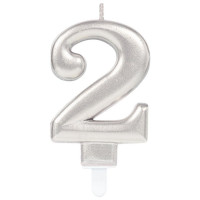 2nd birthday Silver-colored cake candle