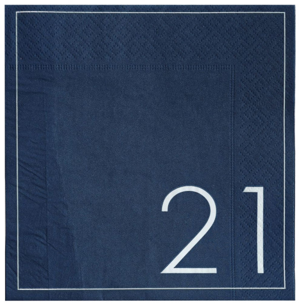 16 niebieskich serwetek z okazji 21. urodzin