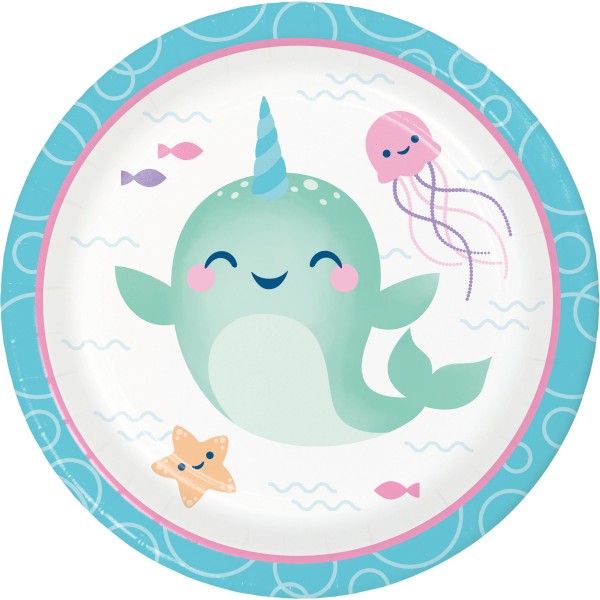 8 narwhal party paper plates 18cm