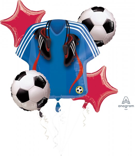 Fotbollsbukett med 5 folieballonger
