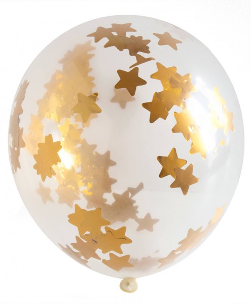 Balloon set of 3 with star confetti and tassel pendulum gold 2