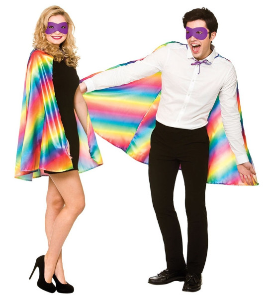 Rainbow superhero cape with mask