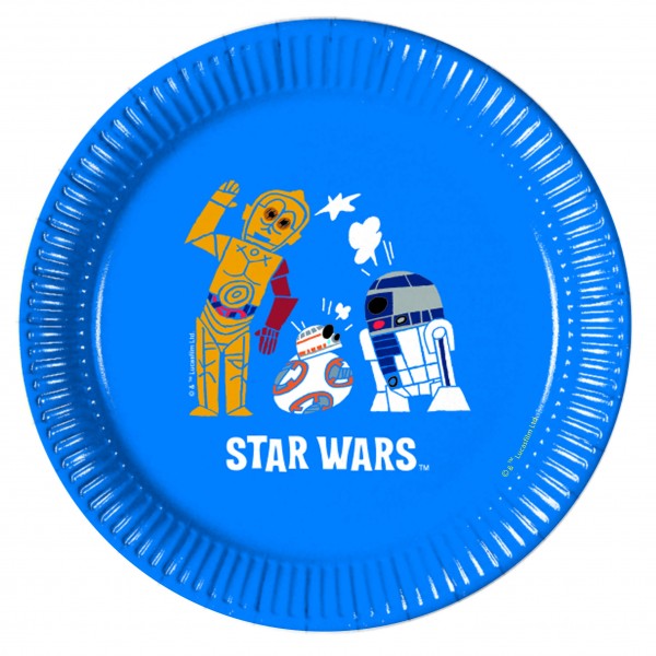 8 Star Wars Forces 8 piatti per feste blu 20 cm