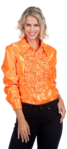 Camicia da uomo arancione con volant