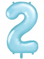 Preview: Number 2 foil balloon sky blue 86cm