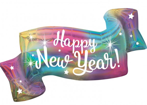 Rainbow New Year foil balloon 99 x 48cm