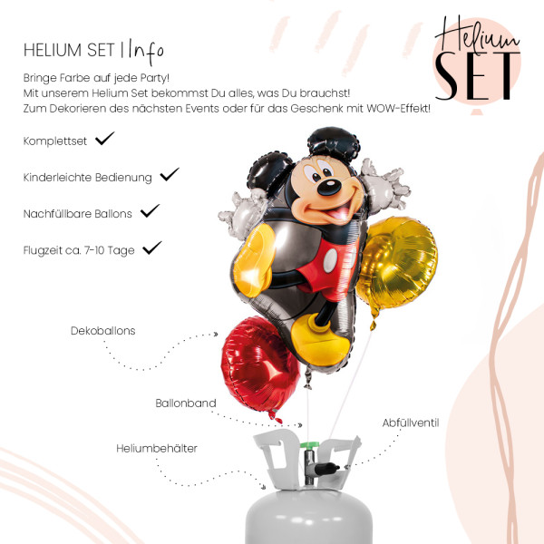 Mickey Ballonbouquet-Set mit Heliumbehälter 3