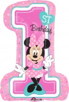 Folieballon Minnie Mouse 1e verjaardagscijfer