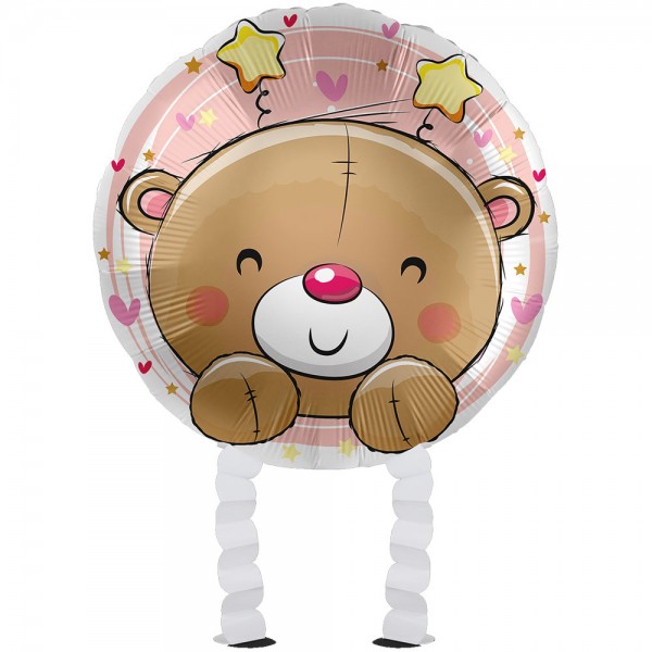 Baby Girl Bear Airwalker Folie Balloon 43cm
