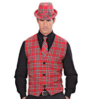 Preview: Red checked men's waistcoat Kelvin