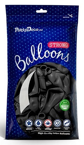 100 ballons métalliques Partystar noir 12cm 2