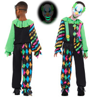 Oversigt: Neon horror klovne dreng kostume