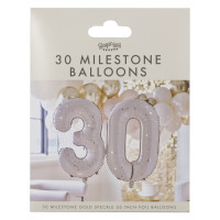 Folieballon nummer 30 creme-guld elegance 66cm