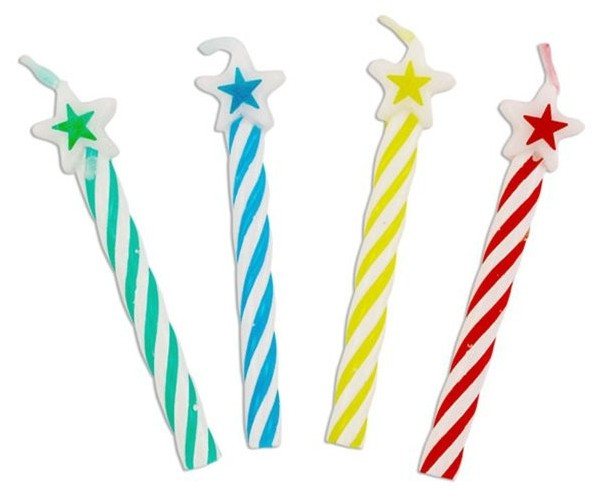 8 colorful star cake candles