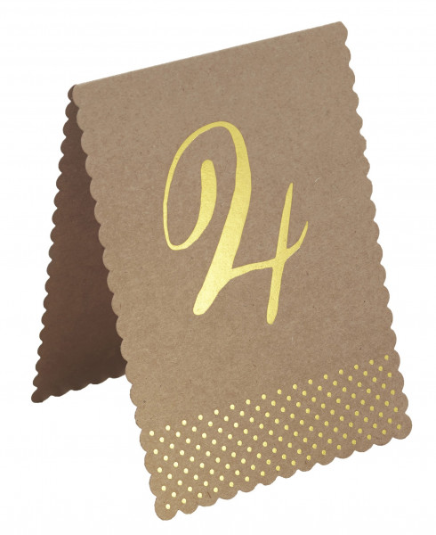 12 Golden Nature table number cards