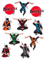 4 hojas de pegatinas Ninja Power