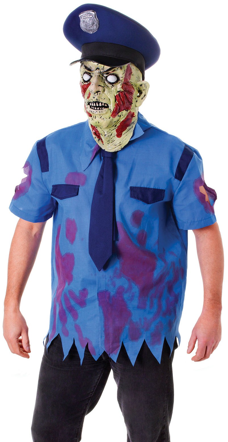 Zombie Polizist Halloween Horror Party Kostüm Cop Blut für Herren Undead 
