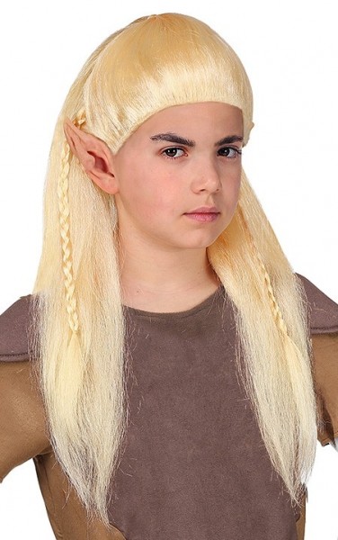 Blond elf warrior barnperuk