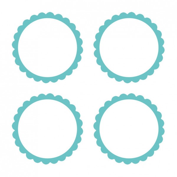 20 self-adhesive labels with turquoise flower border