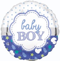 Vorschau: Stabballon Baby Boy gepunktet