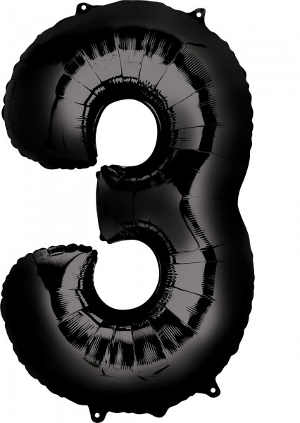 Cijfers folieballon 3 zwart 86cm