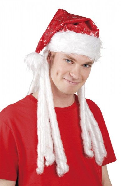 Weihnachtsmütze mit Weißen Dreadlocks