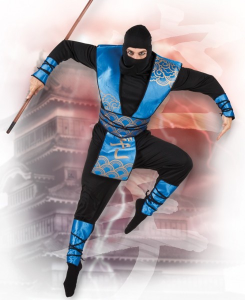 Costume da ninja blu spiato