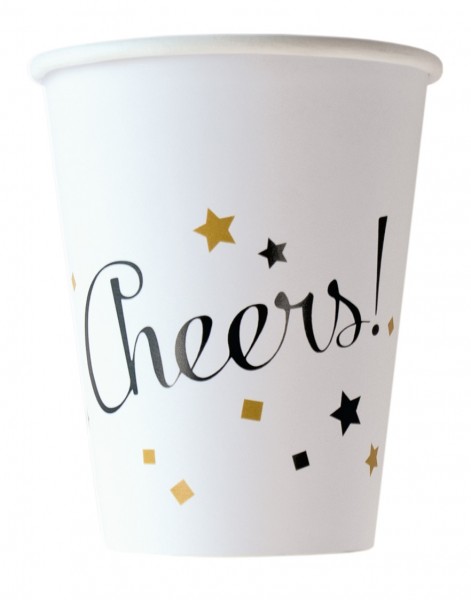 8 Golden New Year Wishes paper cups 250ml