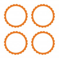 Widok: 20 etykiet w formie bufetu z pomarańczową obwódką