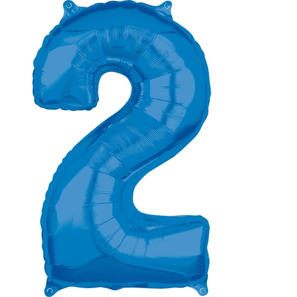 Blå nummer 2 folie ballon 66cm