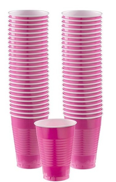 50 vasos rosas de plástico Celine 355ml