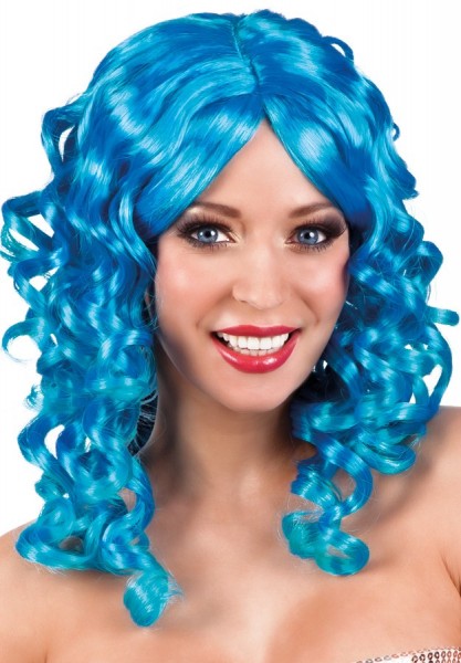 Blue curly cocktail wig