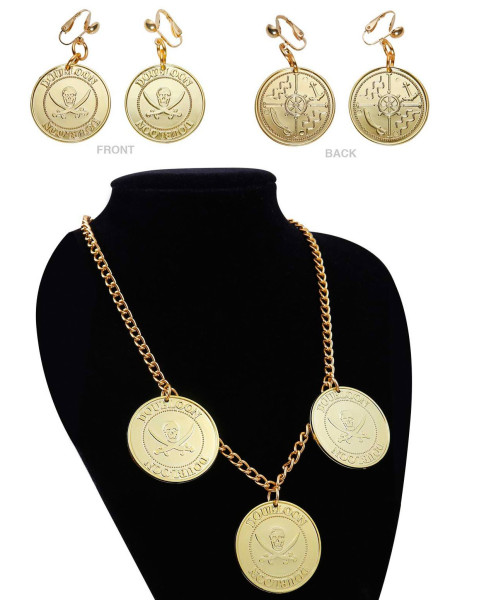 Conjunto de joyas de monedas de oro pirata