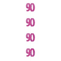 Oversigt: Happy Pink mousserende 90-års fødselsdag hængende udsmykning