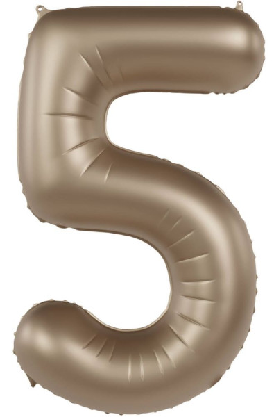 Folieballon nummer 5 satijn goud 86cm