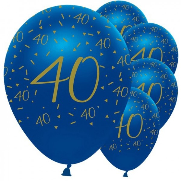 6 ballons en latex 40e anniversaire bleu 30cm