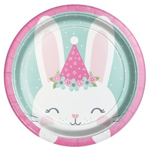 8 party bunnies paper plates 18cm