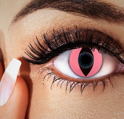 Roze-zwarte cat-eye contactlens