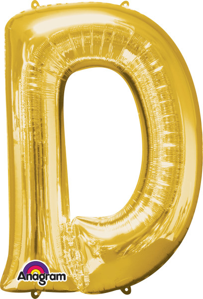 Folieballon brief D goud 83cm