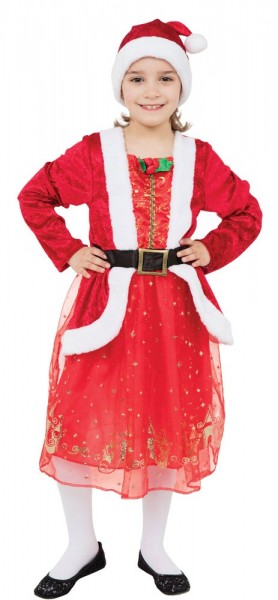 Santalina Christmas Dress For Kids With Cap