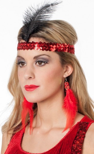 Red Utanella feather earrings