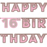 Oversigt: 16. fødselsdag glad lyserød girlade