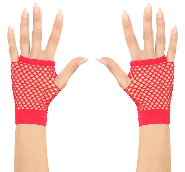 Short fishnet gloves in red